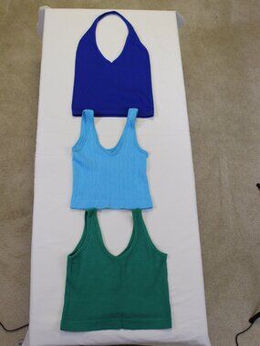 Out From Under UO Cropped Tank Bundle S Ribbed V Neck Halter Y2K